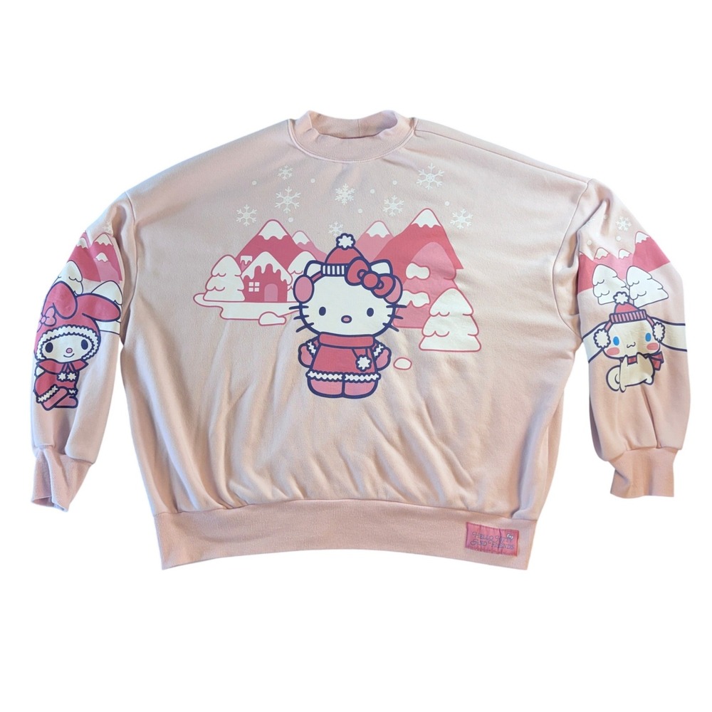 Sanrio Hello Kitty and Friends Winter Pink Sweatshirt XXL My Melody Cinnamoroll